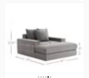 Gray Upholstered Chaise Lounge with Ottoman
