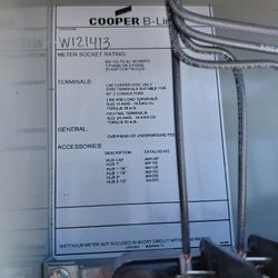 Cooper B Line.   600 V Meter Socket
