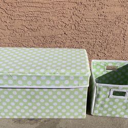 Toy box with padded top and storage bucket