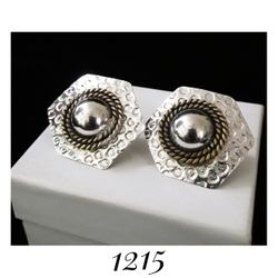 31mm 5-Sided Solid Sterling Silver Brass Coiled High Dome Hand Stamped Post Earrings. Flawless