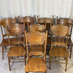 Oak Double Pressed Back Dining Chairs $30 EACH