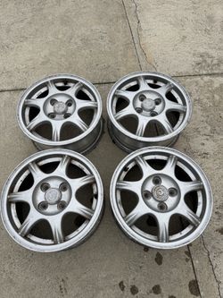 ► (4) Mazda Miata 14” Silver OEM Light Weight Alloy Wheels by Enkei