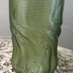Vintage Twisted Glass w/ Embossed V Vase