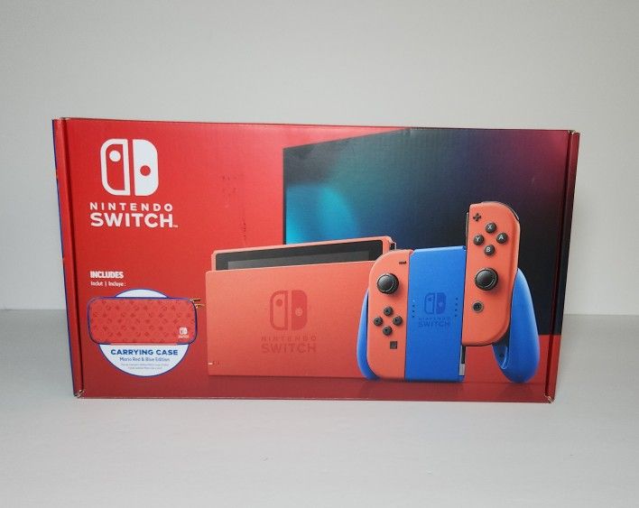 Nintendo Switch Mario Red & Blue Edition + Carrying Case NIB