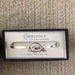 Brilliance Crystals From Swarovski Charms Bangle Bracelet Silver Tone
