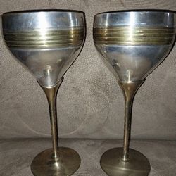 Brass Ànd Silver Plated Wine Glasses - Vintage