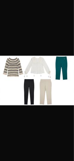 Womens Bundle 5pcs S/M | Boho Tops Pants | Striped Sweater Leggings