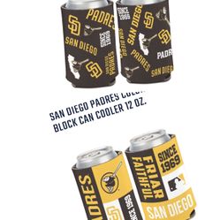 Set Of (2) San Diego Padres Can Coolers 12 oz