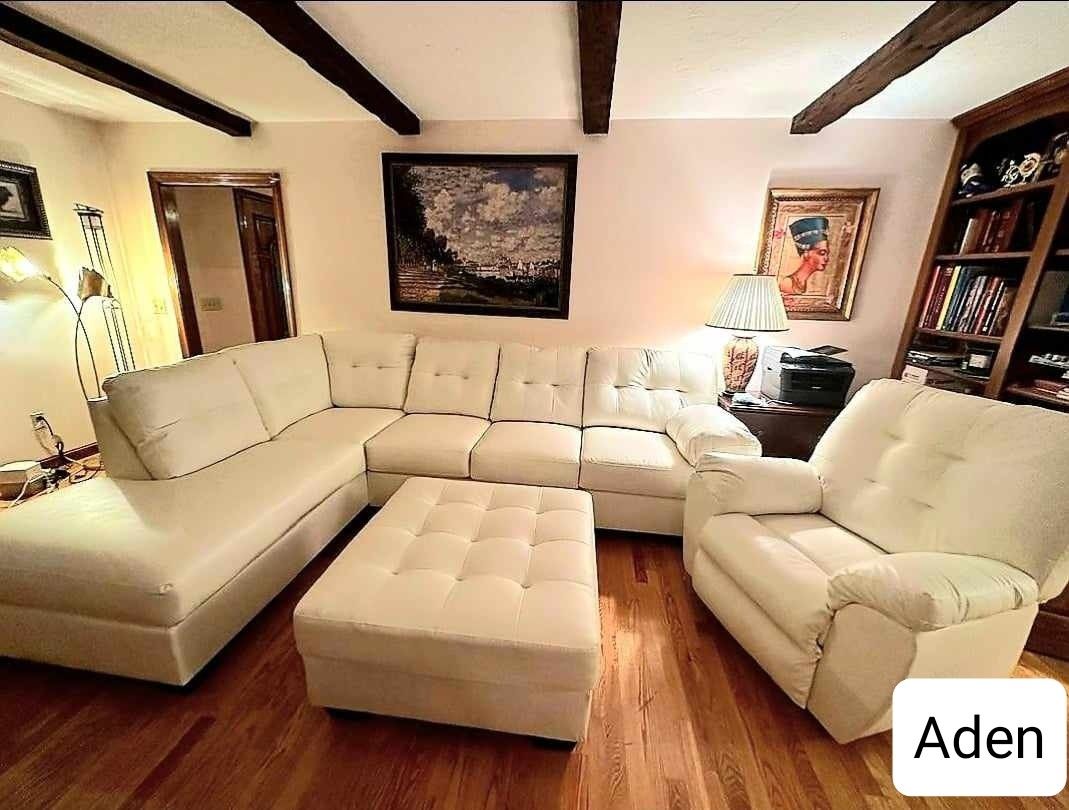 Brand New 💥 Sectional Couch White Leather L Shape Cheap Sofa Set Ottoman Recliner Sold Separately 