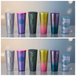 Starbucks Cold Cup Tumbler Lot - Studded, Gradient & Textured Cups (6-Piece Set)