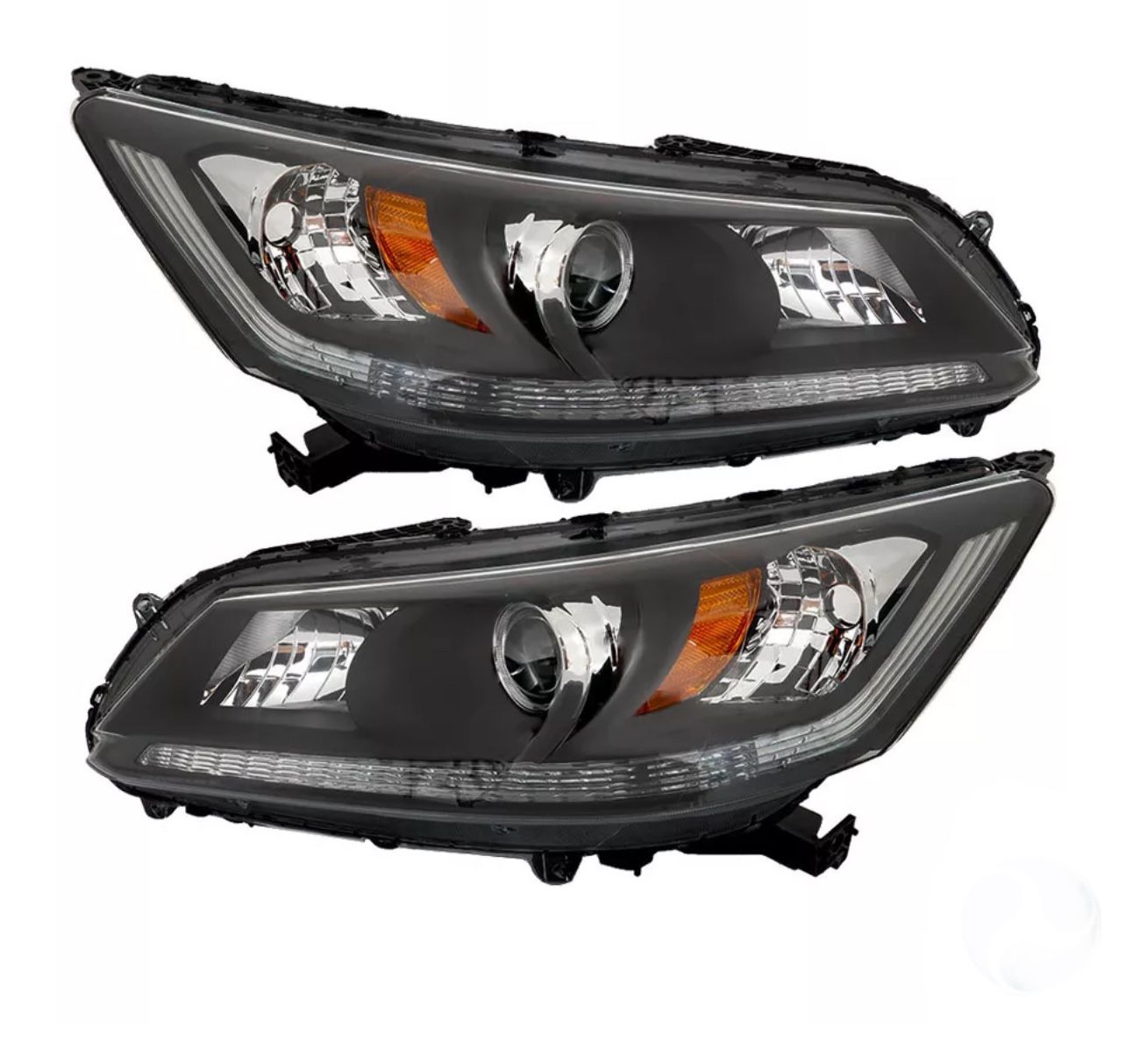 Pair Headlights Assembly Honda Accord 2013-2015 DRL Headlamps Set Driver Passenger Side