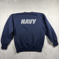 Vintage US Navy Sweatshirt Men’s S Small Blue Pullover Reflective Made USA #2023