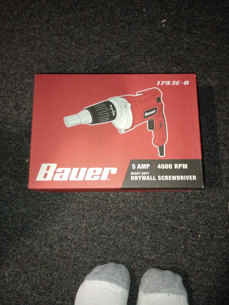 Bauer 1793E-B Heavy duty 5 Amp 4000rpm Variable speed Drywall Screwdriver adjustable Nose and Reverse