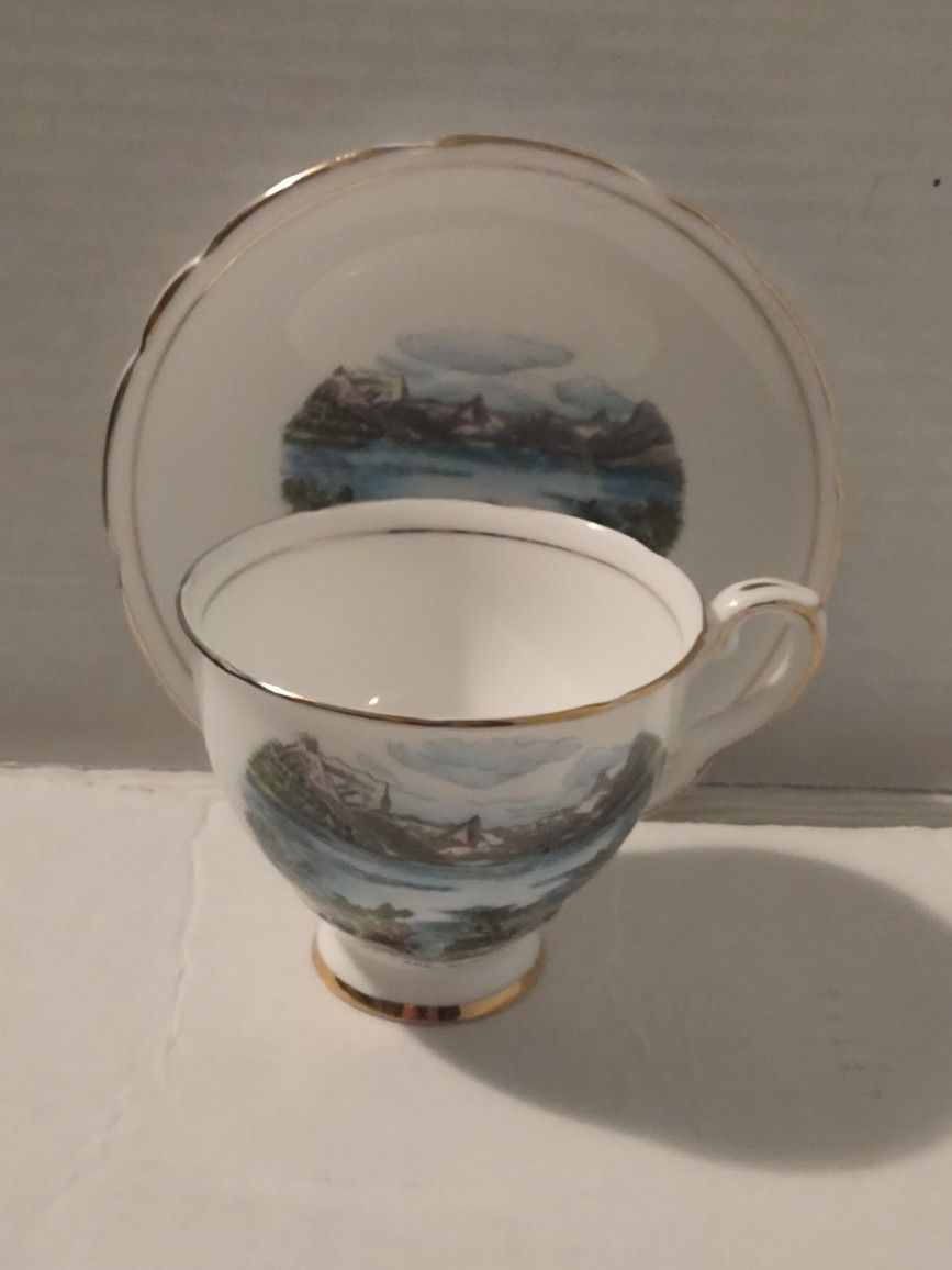 Vintage Royal Stafford St Marys Lake Glacier Park English Bone China Cup & Saucer