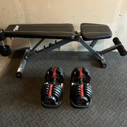 Dumbbell Adjustable Weights BowFlex 5-52.5lb With Weight Bench Press 