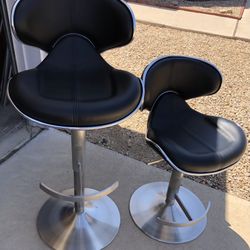 Bar stools, adjustable, swivel, black (lot Of 2, Both For $50)