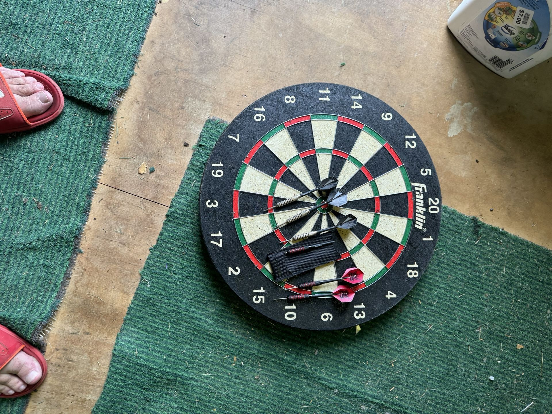 Franklin Darts Board And Two Sets Of Darts