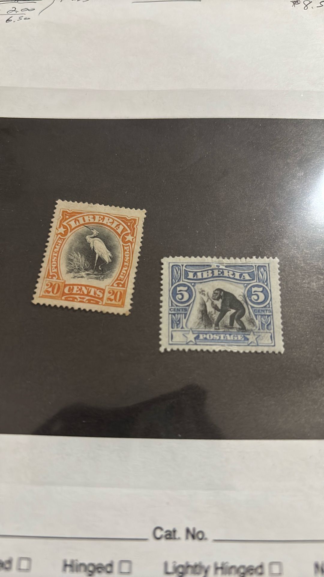 1906 Issue Of Liberian Stamps Bird And Chimpanzee