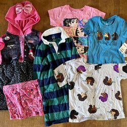 Girls LOT of 6 Size 6/6x Unicorn Tee Diva Polka Dot Dress Encanto Striped Polo 