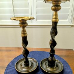 Bronze and Brass Twist Candle Holders