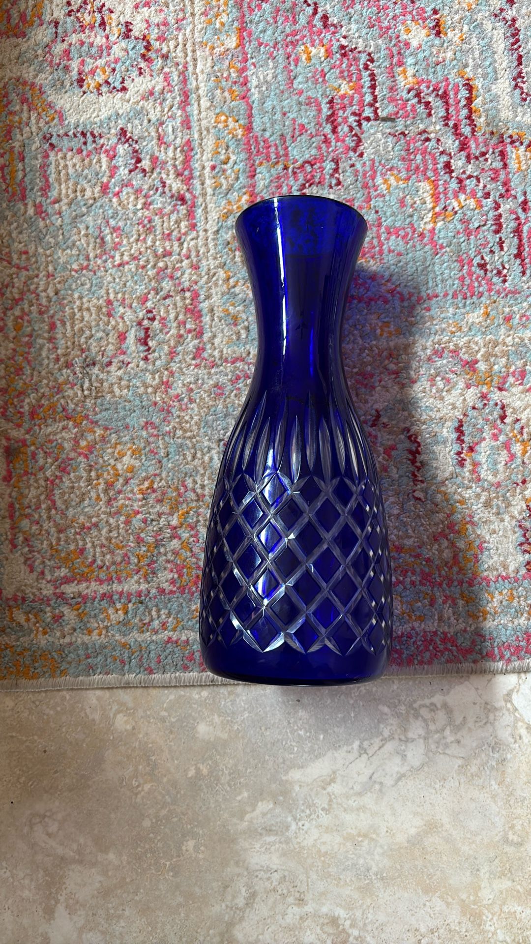 Vintage Cobalt Blue Bohemian Crystal Case
