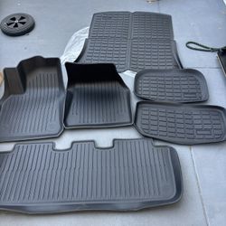 Floor Mats for Tesla Model Y 5 Seats 2021 2022 2023 2024 | 6-Piece Set Extra-Thick TPE All-Weather Floor & Cargo Liners | Pet & Child-Friendly Custom 