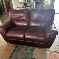 Red Leather Power Reclining Sofa And Loveseat