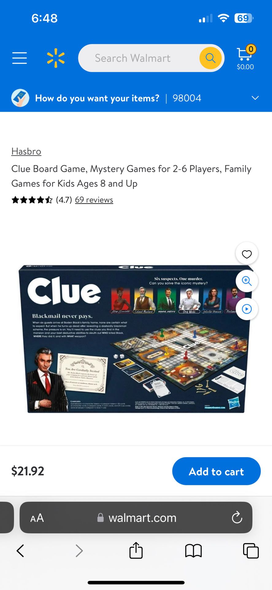 Open Box  Clue Board Game 