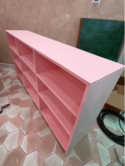 Pink Low Profile Cubby Bookshelf
