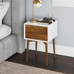 Mid-Century 2-Drawer Nightstand