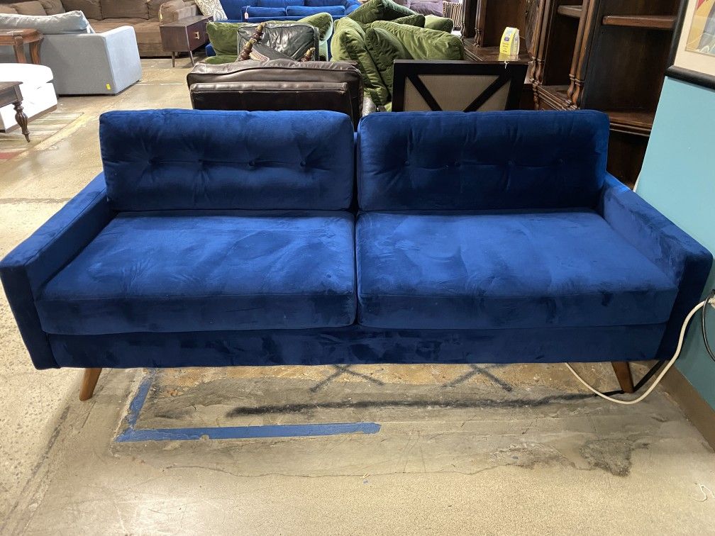Blue Velvet Joybird Mid-Century Sofa