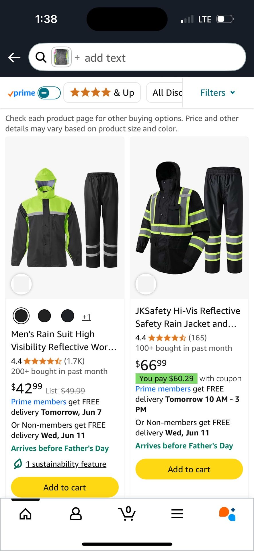 Men rain suit