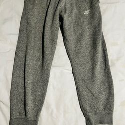 Nike Men Size Large Gym Fleece Jogger Pocket Sweat Pants Gray White Logo