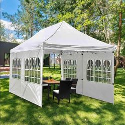 10x20 Heavy Duty Pop up Canopy Tent with 6 sidewalls Easy Up Commercial Outdoor Canopy Wedding Party Tents for Parties All Season Wind