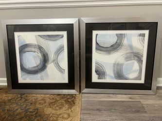 Pair of Framed Abstract Art Prints, Bassett Fine Art, 29.5" x 29.5" Each