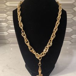 Gold Tone Double Oval Necklace 20 1/2”