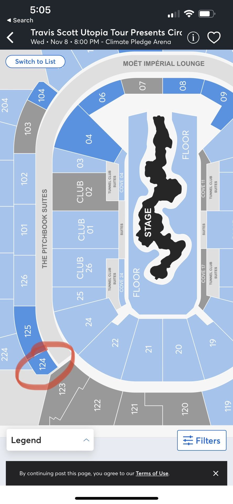 Travis Scott Concert Ticket at Climate Pledge Arena Seattle