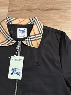Burberry Black Zip Jacket with Nova Check Collar