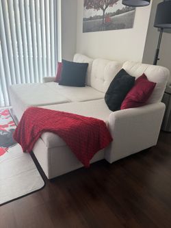 L-Shaped Sleeper Sectional Couch w/ Pullout Bed + Storage