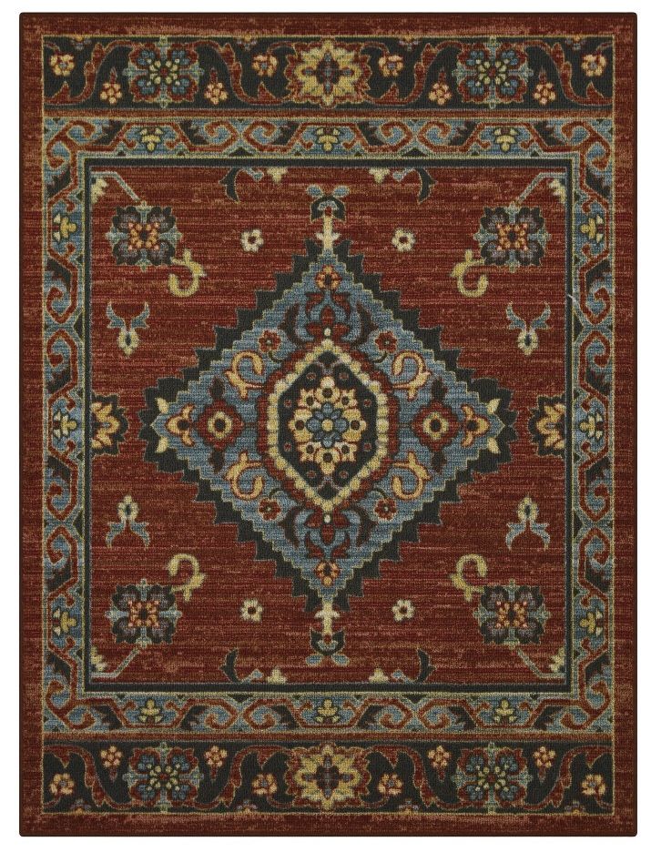 Mainstays Rustic Multi Persian Medallion Print Area Rug Red 4' x 5'4 ...