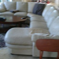 Beige Leather Sectional