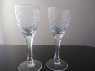 Antique tall crystal shot glasses set of 2