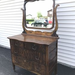 Antique Tiger Serpentine Dresser