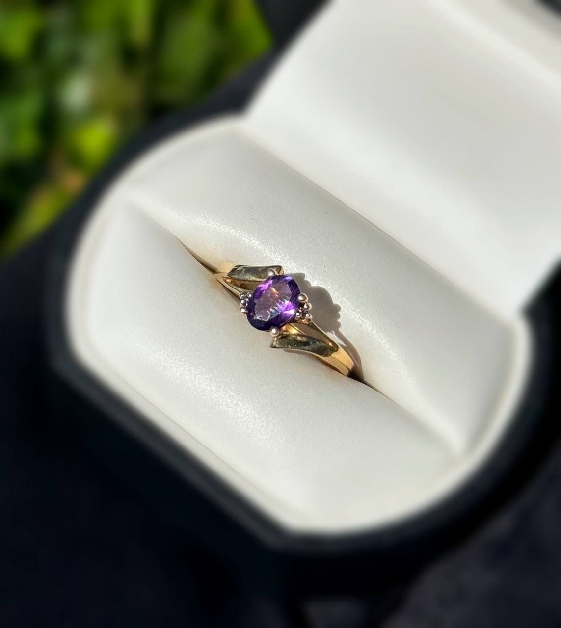 Jewelry 10k solid yellow gold purpurite stone 0.50CTW heart ring sz 6.50