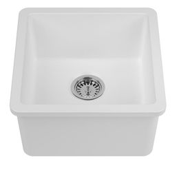 Yorkshire Bar White Fireclay 17 in. Undermount Bar Sink with Grid and Strainer. New open box. 8” D. MSRP $210. Our price $145 + sales tax