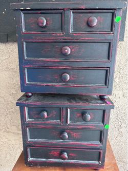 Two small vintage wood drawers