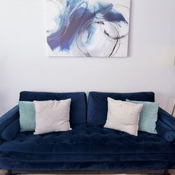 Navy Blue Tufted Velvet Couch