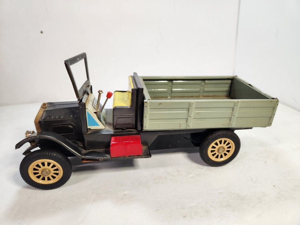 Vintage Cragstan Tin Truck Toy Japan SSS Antique Retro Green/Yellow Pickup Car