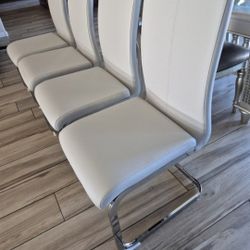  New 4 Chairs Light Grey Color