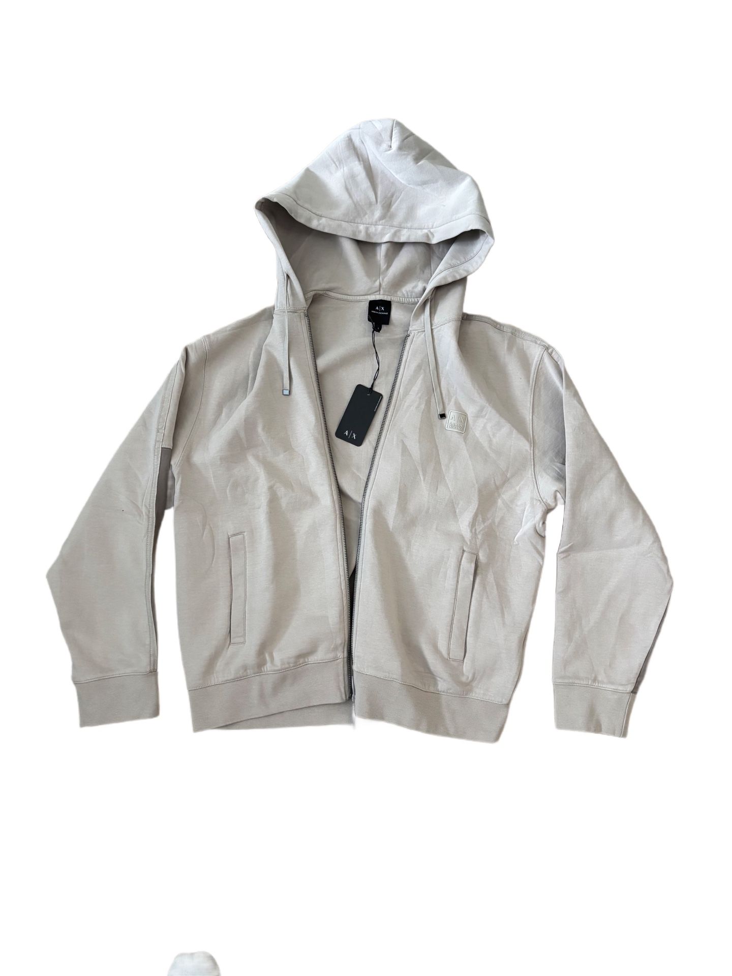 BRAND NEW $170 ARMANI HOODED SWEATSHIRT WITH CONTRASTING SLEEVES
